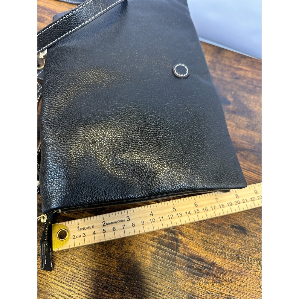 J JILL Do It All Crossbody Black Pebbled Leather Soft Fold Bag Minimalist Purse - Picture 6 of 16